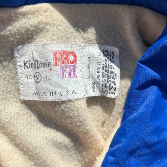 Men's Vintage Fish Machine Windbreaker Blue Logo M Nylon Button Lined USA 80s - Picture 5 of 15